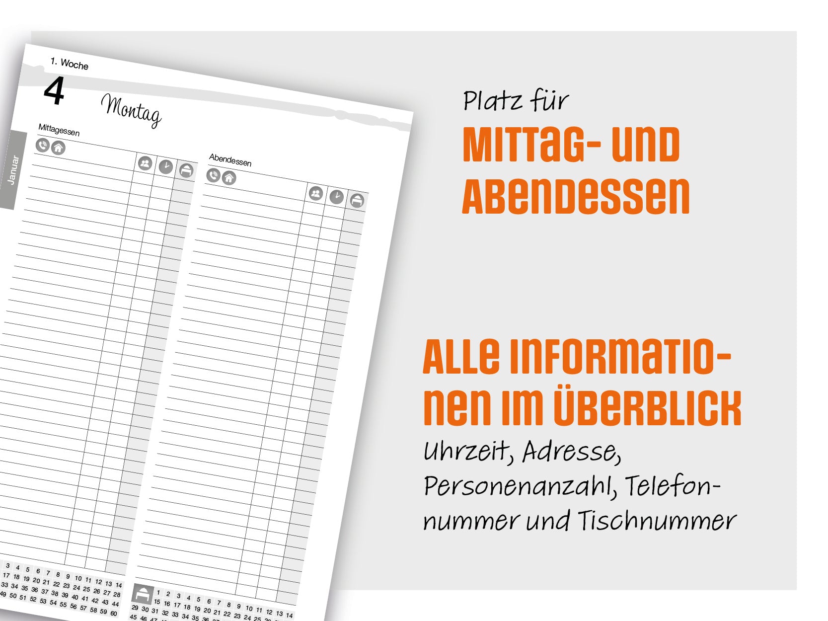 Reservierungsbuch 2027 für Gastronomie – DIN A4 Gastroplaner für 60 Tische