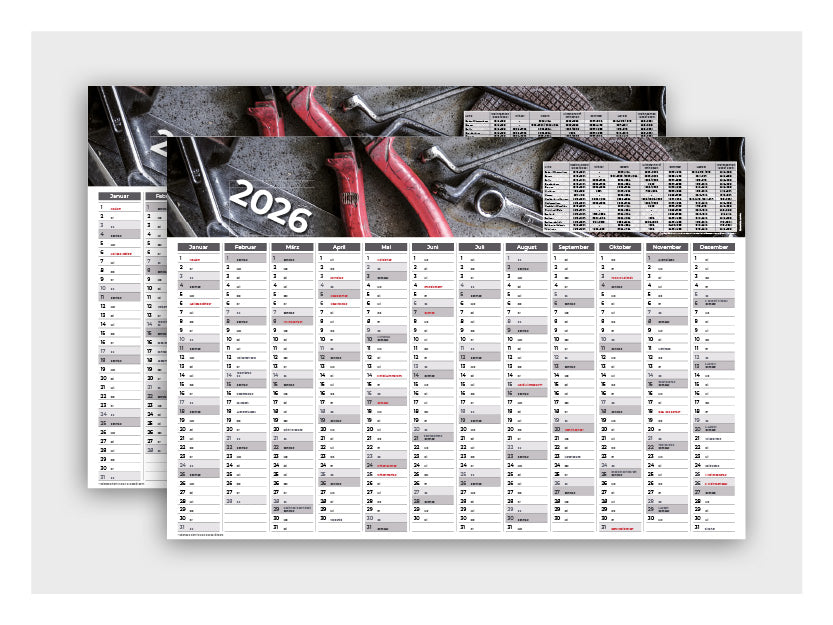 Wandplaner Werkstatt 2026 – Großformat Kalender
