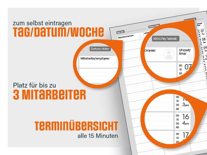 Terminplaner Grau für 3 Mitarbeiter