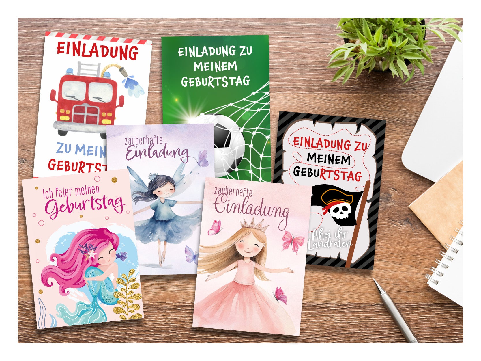 Einladungen Geburtstag Blumen Regenbogen (12 Stück)