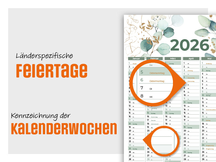 Monats-Wandplaner Praxis 2026